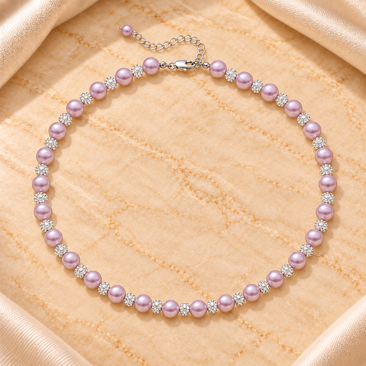 Rosé Crystal Pearl Necklace
