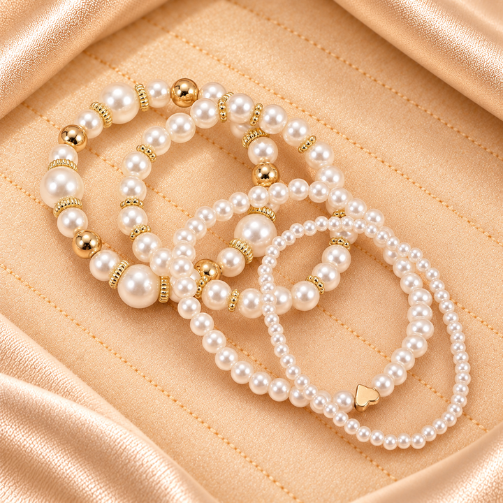 4Pcs/Golden Pearl Bracelet Set